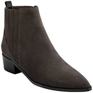 NEW Marc Fisher LTD Women Yolli Suede Dark Grey Taupe Slip On Above Ankle Bootie